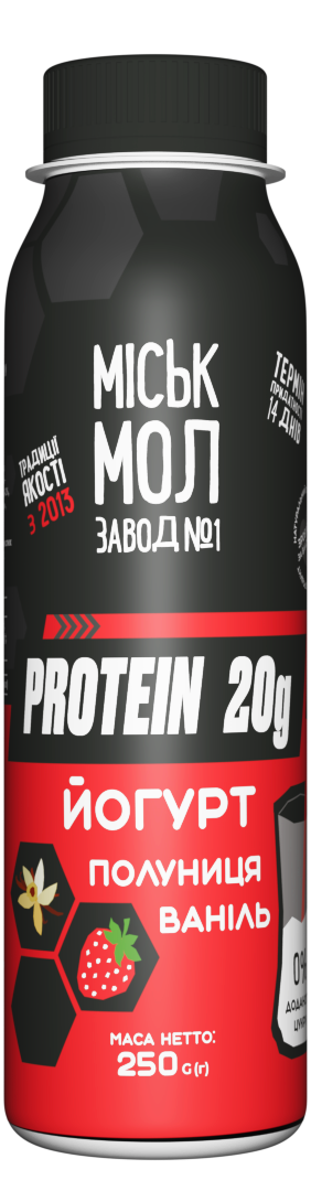 Товар: Йогурт збагачений білком з сиропом «Полуниця-ваніль» нежирний