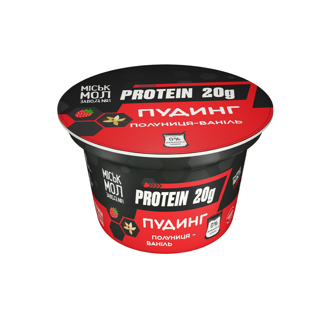 Товар: Протеїновий пудинг нежирний з сиропом «Полуниця-ваніль»