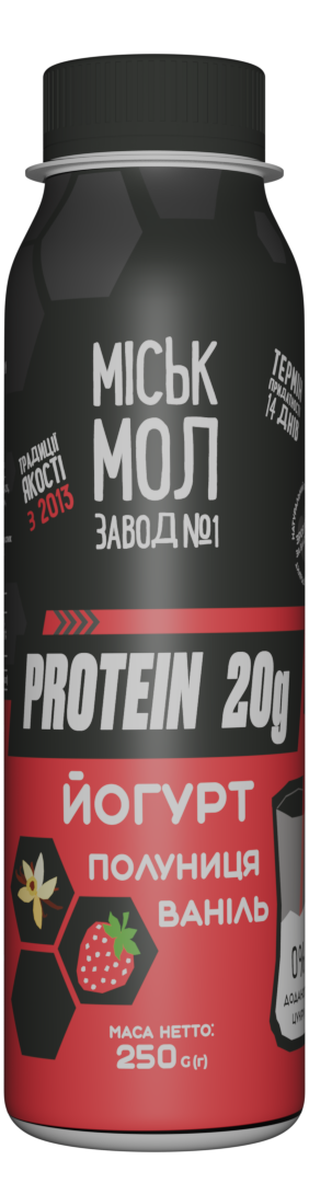 Товар: Йогурт збагачений білком з сиропом «Полуниця-ваніль» нежирний