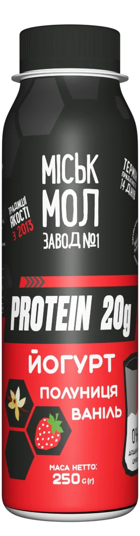 Товар: Йогурт збагачений білком з сиропом «Полуниця-ваніль» нежирний