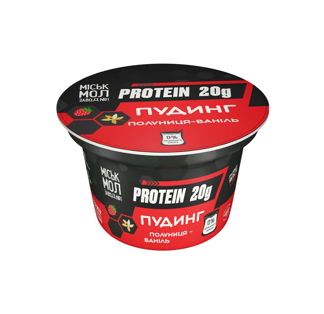 Товар: Протеїновий пудинг нежирний з сиропом «Полуниця-ваніль»